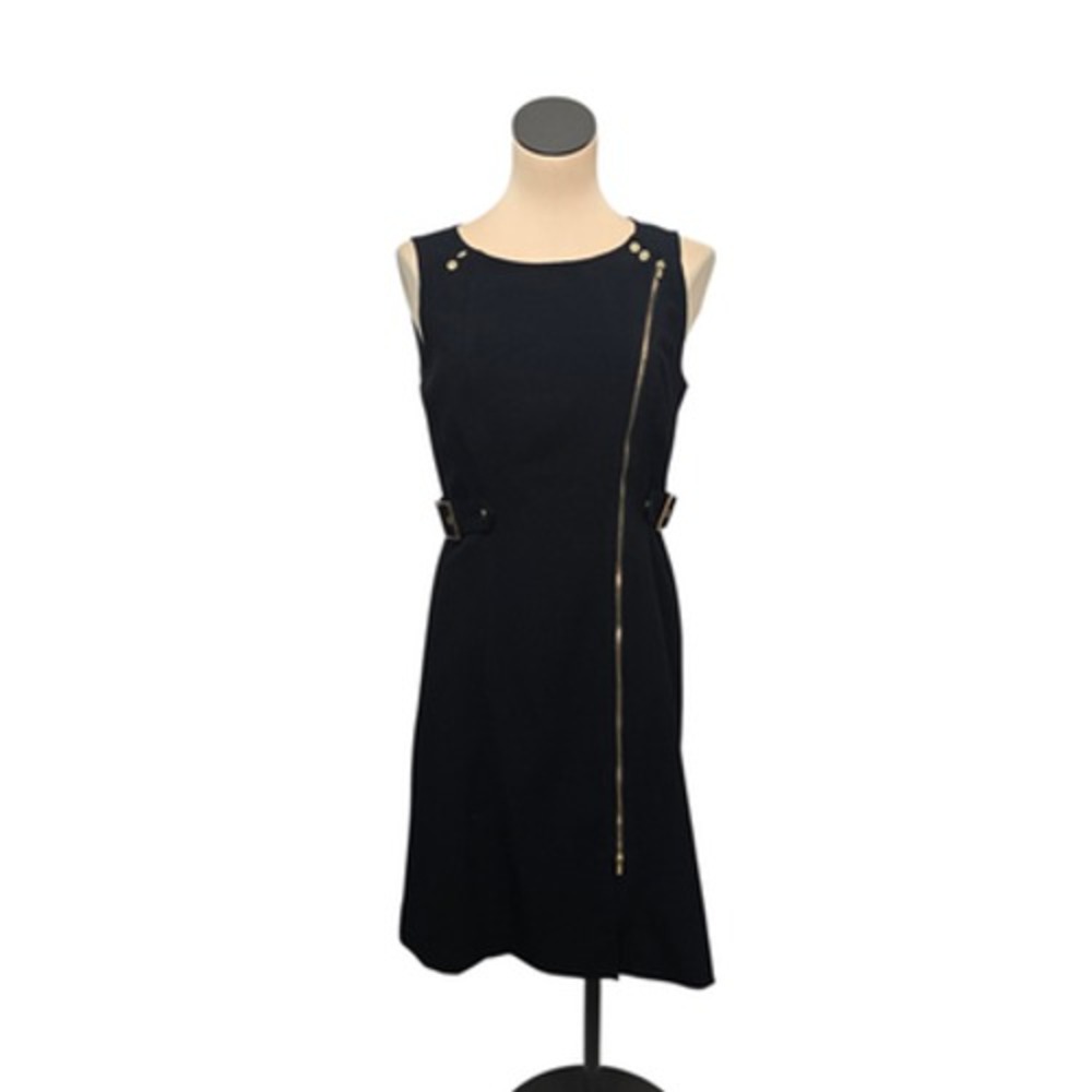 Calvin Klein Dress Womens 8 Sleeveless‎ Asymmetrical Zip Moto Belted